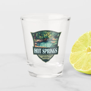 Verre A Shot Illustration du parc national Hot Springs Insigne