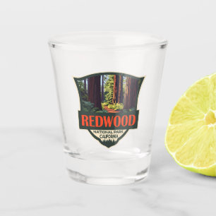 Verre A Shot Illustration du parc national Redwood Badge rétro