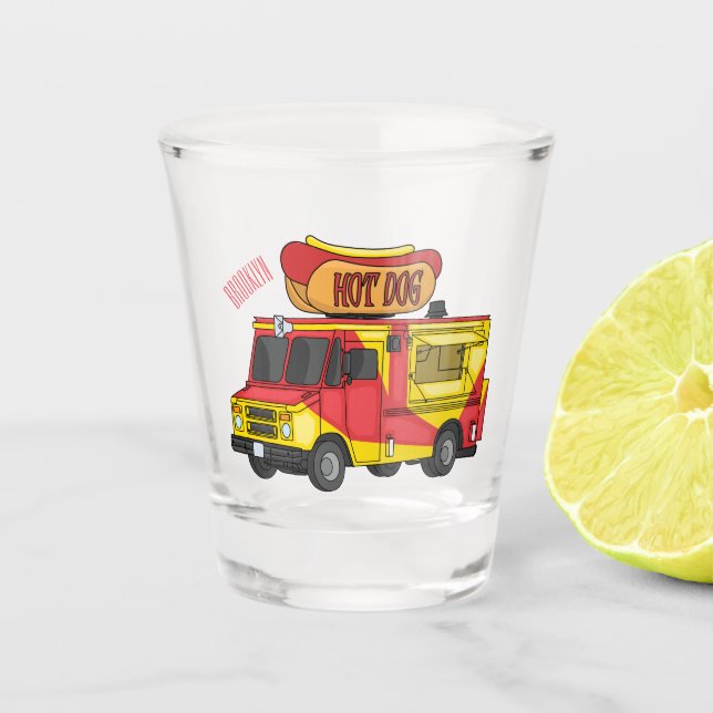 Verre A Shot Illustration d'un camion de nourriture pour chien  (Devant)