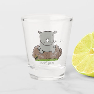 Verre A Shot Illustration d'un petit rhinocéros