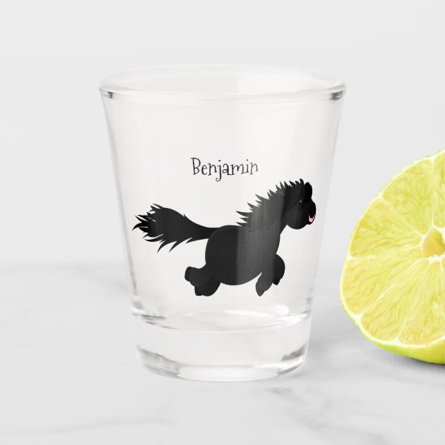 Verre A Shot Illustration d'un poney de Shetland mignon (Devant)
