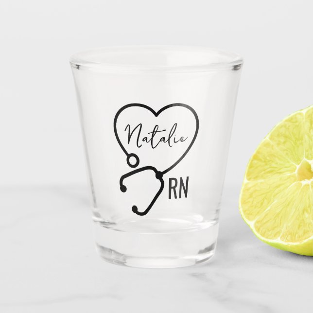 Verre A Shot Infirmière personnalisée minimale Nom Stethoscope  (Devant)