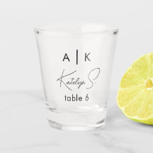 Initiales Mariage Shot Glass Favoriser | Numéros d