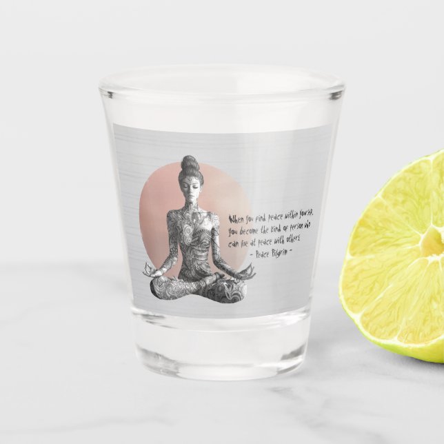 Verre A Shot Instructeur de méditation Yoga Reiki Master Lotus  (Devant)