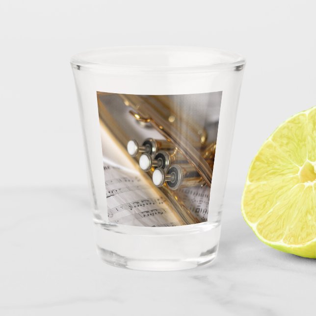 Verre A Shot Instrument en laiton de trompette et de feuille de (Devant)