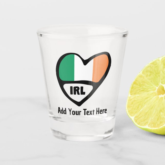 Verre A Shot Irlande Code Pays Coeur Drapeau Avec Texte Personn (Devant)