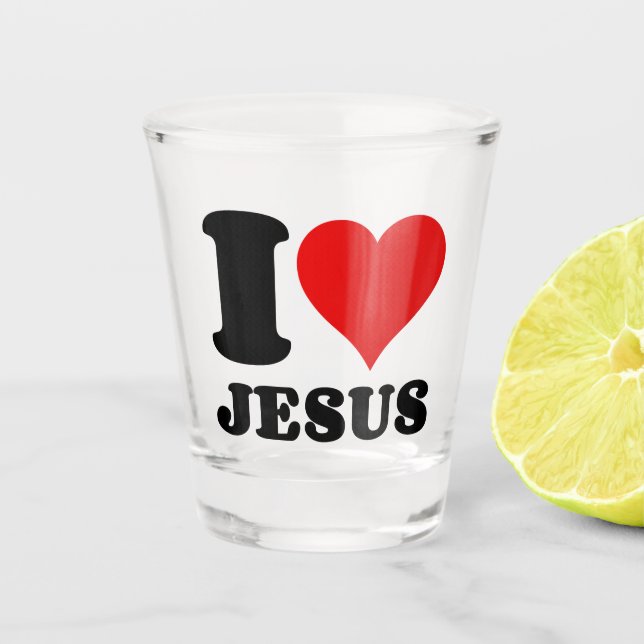 Verre A Shot j'aime la citation chrétienne de Jésus (Devant)