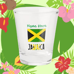 Verre A Shot Jamaïque et personnalisation verte du drapeau jama