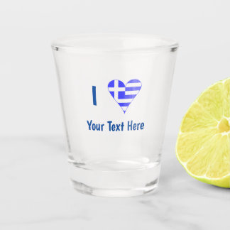 Verre A Shot Je (Drapeau Grec Cœur) Votre Texte