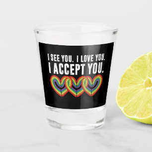 Verre A Shot Je T'Aime Je T'Accepte Rainbow LGBTQ