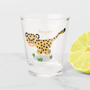 Verre A Shot Joli bébé guépard en cours de dessin animé illustr