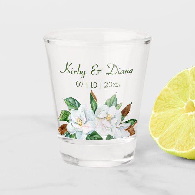 Verre A Shot Joli Magnolia Bouquet Mariage personnalisé (Devant)