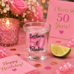 Verre A Shot Joli Personnalisé 50 et Fabuleux Rose Personnalisé