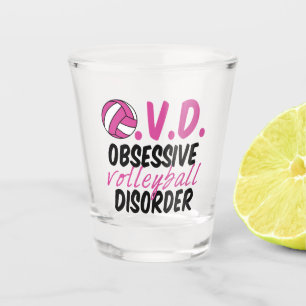Verre A Shot Joli trouble de volleyball obsessionnel Joueur ros