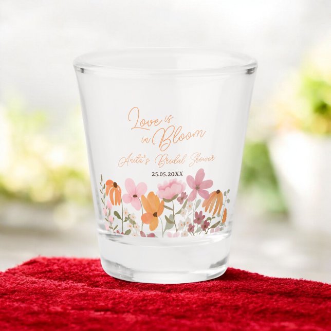Verre A Shot Jolie baby shower bohème champêtre petite fleur sa (Cute boho meadow little wildflower bridal shower shot glass)
