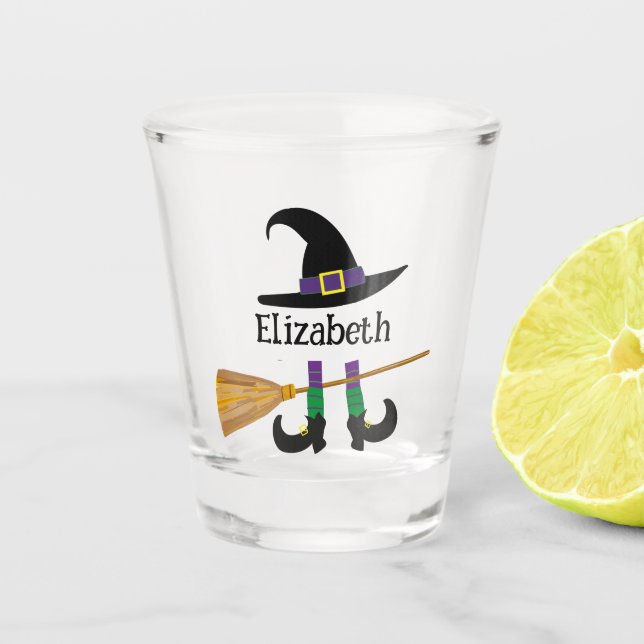 Verre A Shot Jolie Sorcière de dessin Halloween personnalisée (Devant)