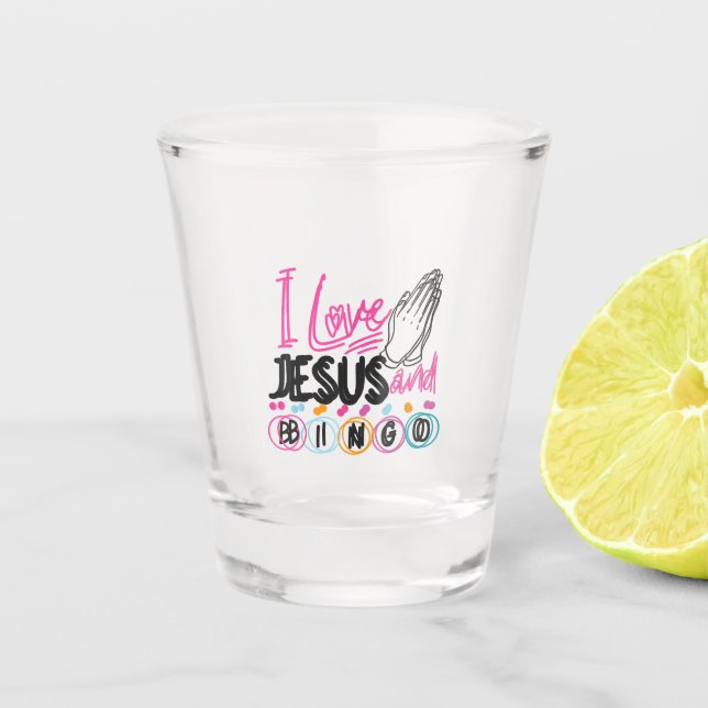 Verre A Shot Joueur de Bingo Jésus Foi Chrétien J'aime Jésus Un (Devant)