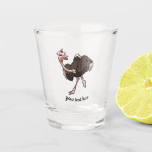 Verre A Shot Joyeuse Ostrich Danser en caricature Casquette de
