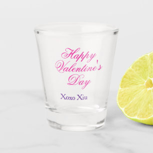 Verre A Shot Joyeuse Saint-Valentin rose violet xoxo amour nom