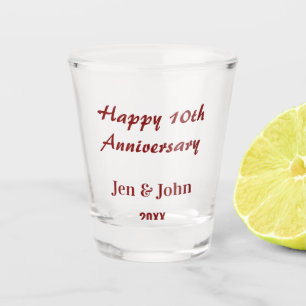 Verre A Shot Joyeux 10ème anniversaire de mariage mauve nom sim