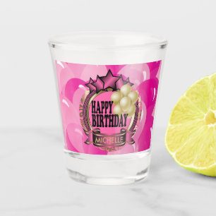 Verre A Shot Joyeux anniversaire - rose