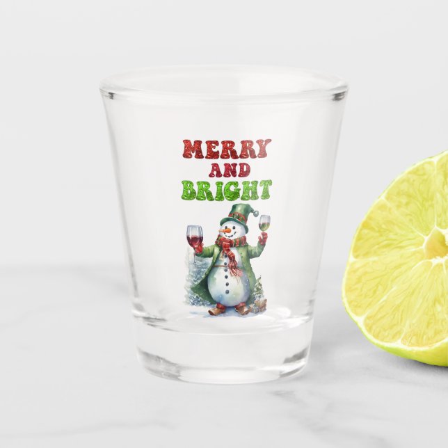 Verre A Shot Joyeux bonhomme de neige (Devant)