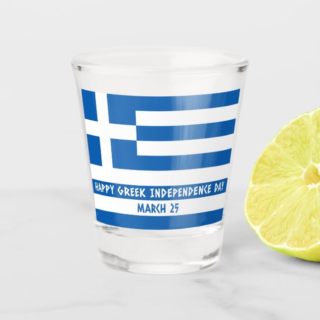 Verre A Shot Joyeux drapeau grec pour l'indépendance (Devant)