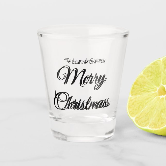 Verre A Shot Joyeux Noël ajouter le nom texte personnalisé cade (Devant)