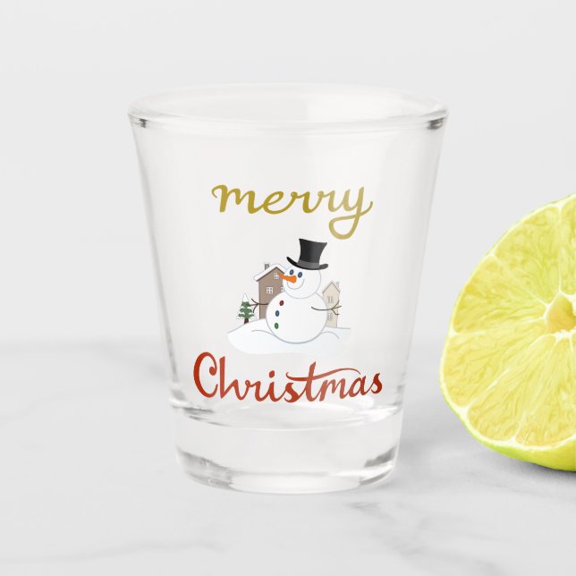 Verre A Shot Joyeux Noël+Design Snowman (Devant)