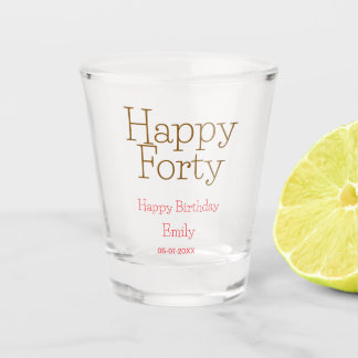 Verre A Shot joyeux quarantième anniversaire nom lettre gras ro