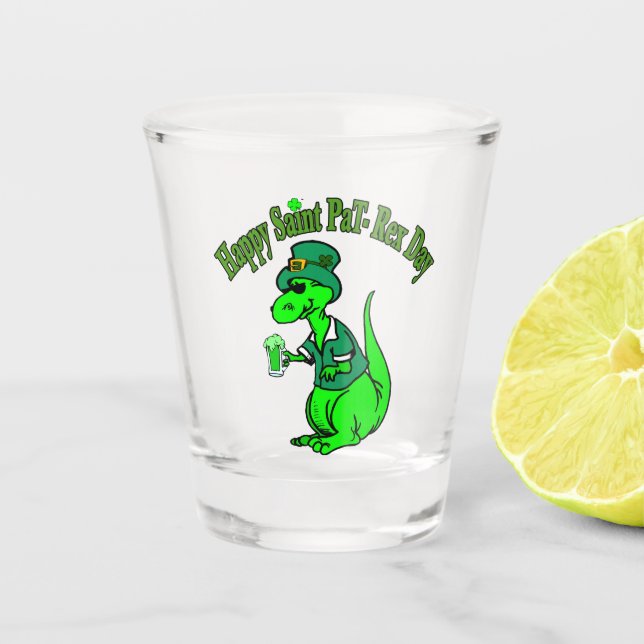 Verre A Shot Joyeux St Pat T-Rex Saint Patrick's Day Dinosaur (Devant)