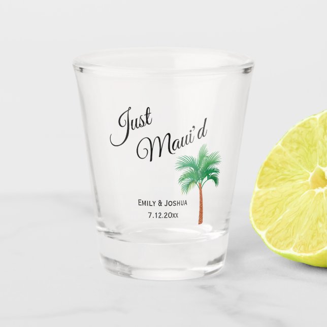 Verre A Shot Juste Maui | Maui Beach Palm Tree Mariage Faveur (Devant)