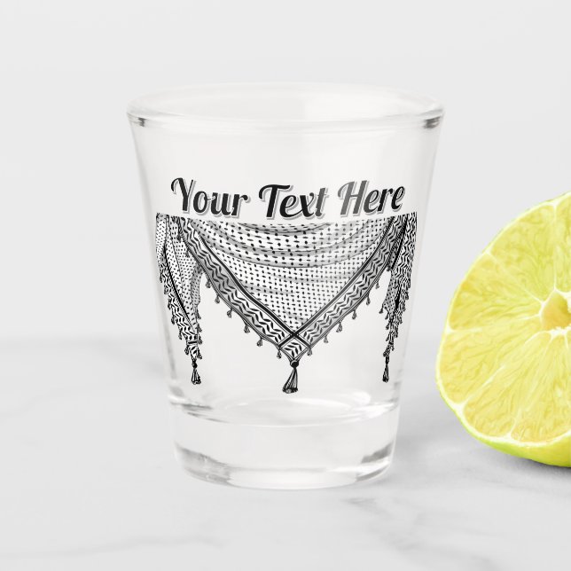 Verre A Shot Keffiyeh Écharpe palestinienne tissu traditionnel (Devant)