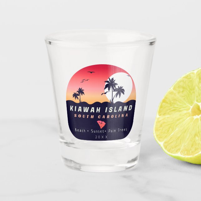 Verre A Shot Kiawah Island Pier SC Retro Sunset Souvenirs 60s (Devant)