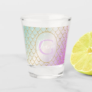 Verre A Shot La Petite Sirène. balance d'or sur rose, turqu
