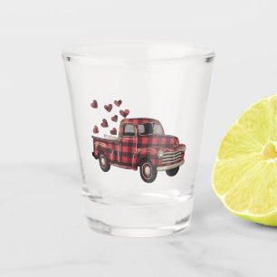 Verre A Shot La Saint-Valentin Camion Drôle Buffalo Plaid Léopa