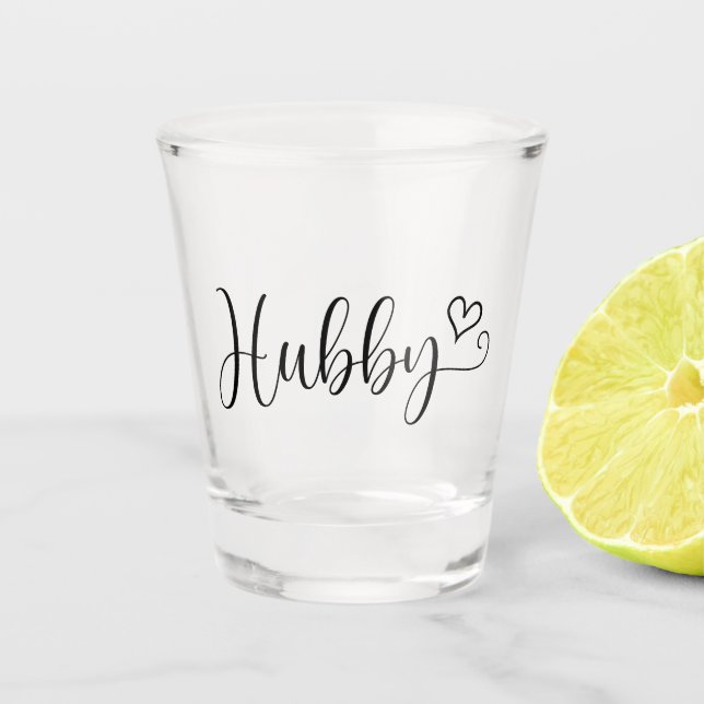 Verre A Shot La typographie hubby au coeur (Devant)