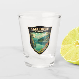 Verre A Shot Lac Eibsee Allemagne Travel Art Vintage