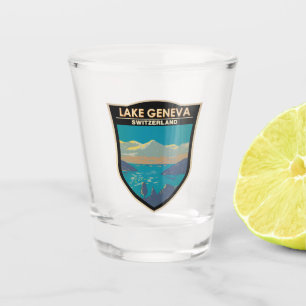 Verre A Shot Lake Geneva Suisse Travel Art Vintage