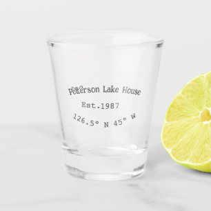 Verre A Shot Lake house et. Date année coordonnées personnalisé