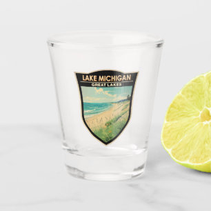 Verre A Shot Lake Michigan Travel Art Vintage