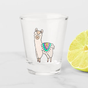 Verre A Shot lama alpaga de dessin animé souriant et heureux