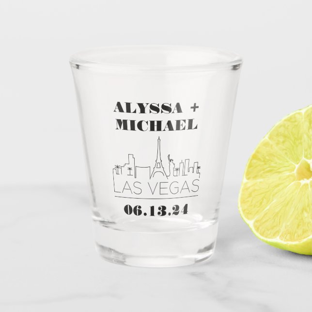 Verre A Shot Las Vegas Casino Skyline Mariage Faveur (Devant)