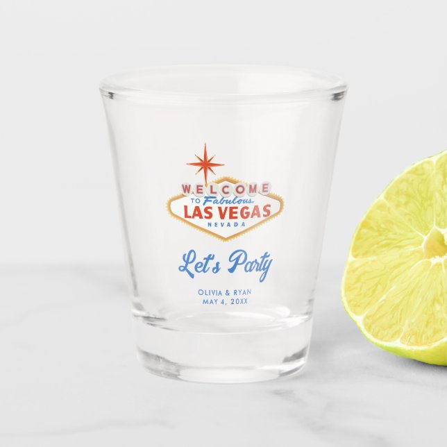 Verre A Shot Las Vegas Mariage Favor Faisons la fête (Devant)