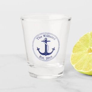 Verre A Shot Le bleu marine nautique d'Ancre barre le