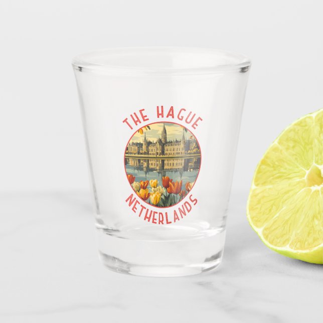 Verre A Shot Le cercle en détresse rétro de La Haye Pays-Bas (Devant)