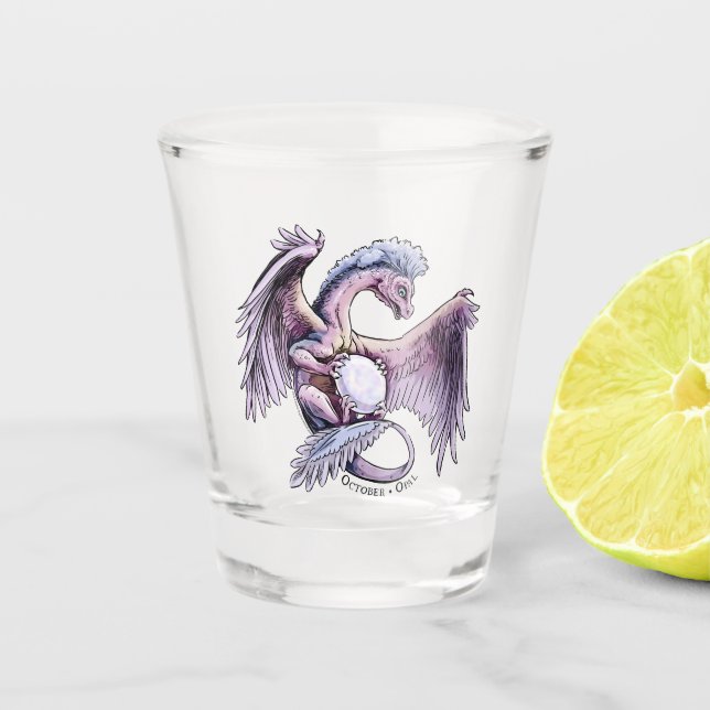Verre A Shot Le dragon de pierre de naissance d’octobre : Opal (Devant)
