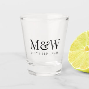 Verre A Shot Le mariage moderne noir du couple de monogramme