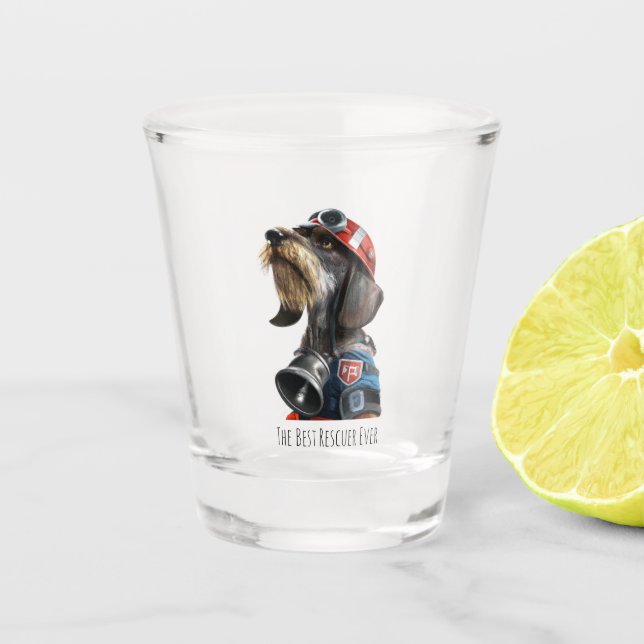 Verre A Shot Le meilleur pompier jamais À poils durs Dachshund (Devant)
