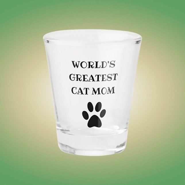 Verre A Shot Le plus grand chat maman texte personnalisé person (Créateur téléchargé)
